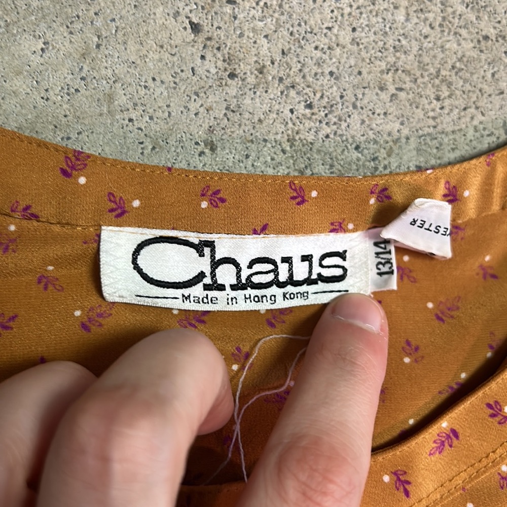 Vintage Chaus Polyester Side Button Ruffle Floral Blouse - Picture 4 of 5
